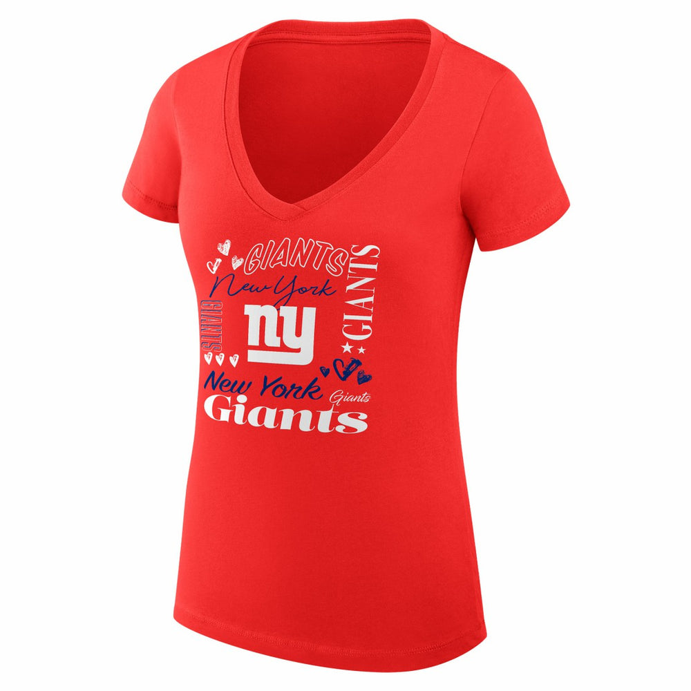 New York Giants G-III 4Her by Carl Banks Women's Super-Slim Fit Lightweight Collage Team V-Neck T-Shirt | NFL Sale