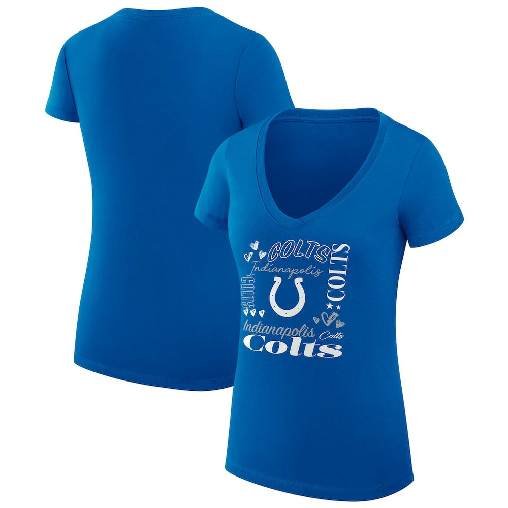 Indianapolis Colts G-III 4Her by Carl Banks Women's Super-Slim Fit Lightweight Collage Team V-Neck T-Shirt | NFL Discount