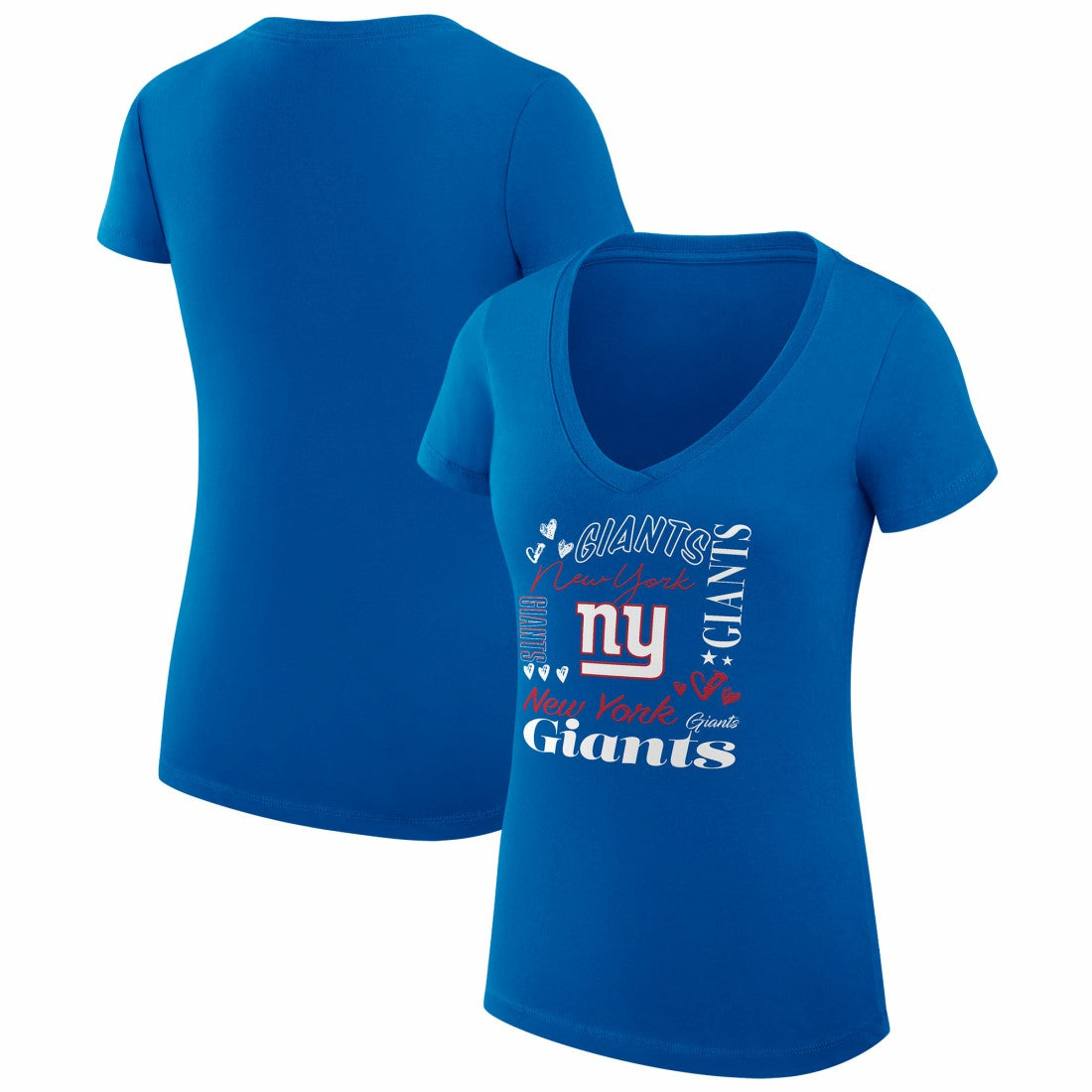 New York Giants G-III 4Her by Carl Banks Women's Super-Slim Fit Lightweight Collage Team V-Neck T-Shirt | NFL Discount