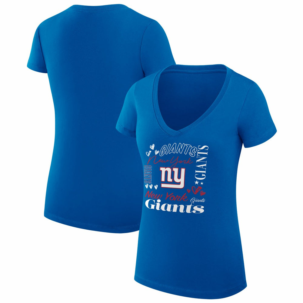 New York Giants G-III 4Her by Carl Banks Women's Super-Slim Fit Lightweight Collage Team V-Neck T-Shirt | NFL Discount