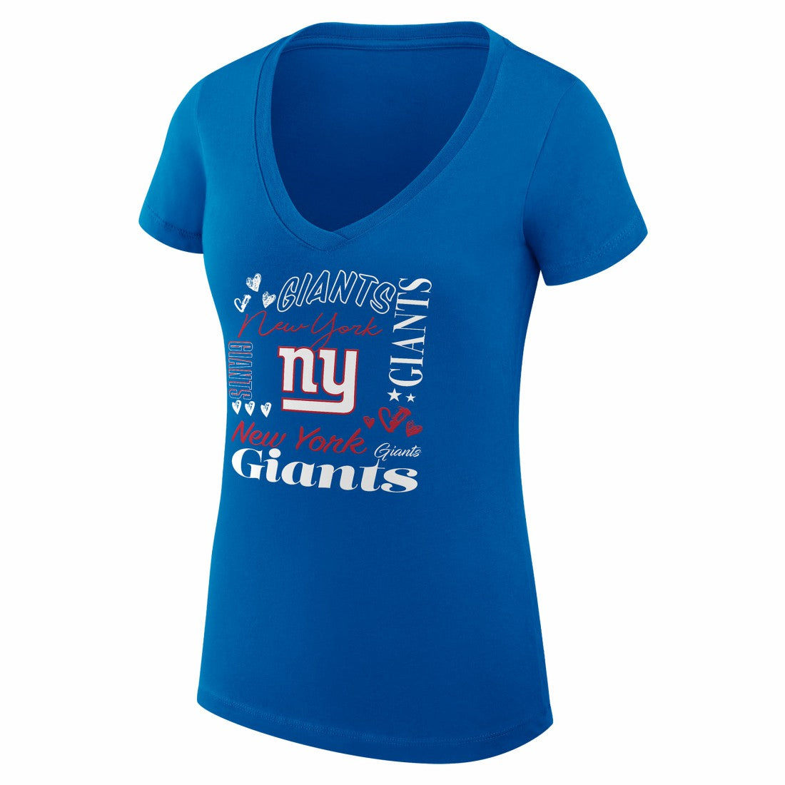 New York Giants G-III 4Her by Carl Banks Women's Super-Slim Fit Lightweight Collage Team V-Neck T-Shirt | NFL Discount