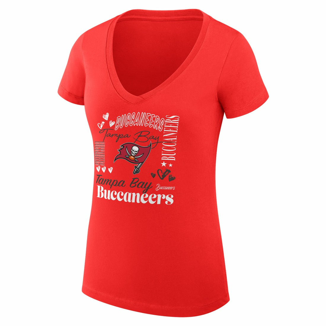 Tampa Bay Buccaneers G-III 4Her by Carl Banks Women's Super-Slim Fit Lightweight Collage Team V-Neck T-Shirt | NFL Sale