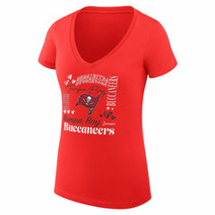 Tampa Bay Buccaneers G-III 4Her by Carl Banks Women's Super-Slim Fit Lightweight Collage Team V-Neck T-Shirt | NFL Sale