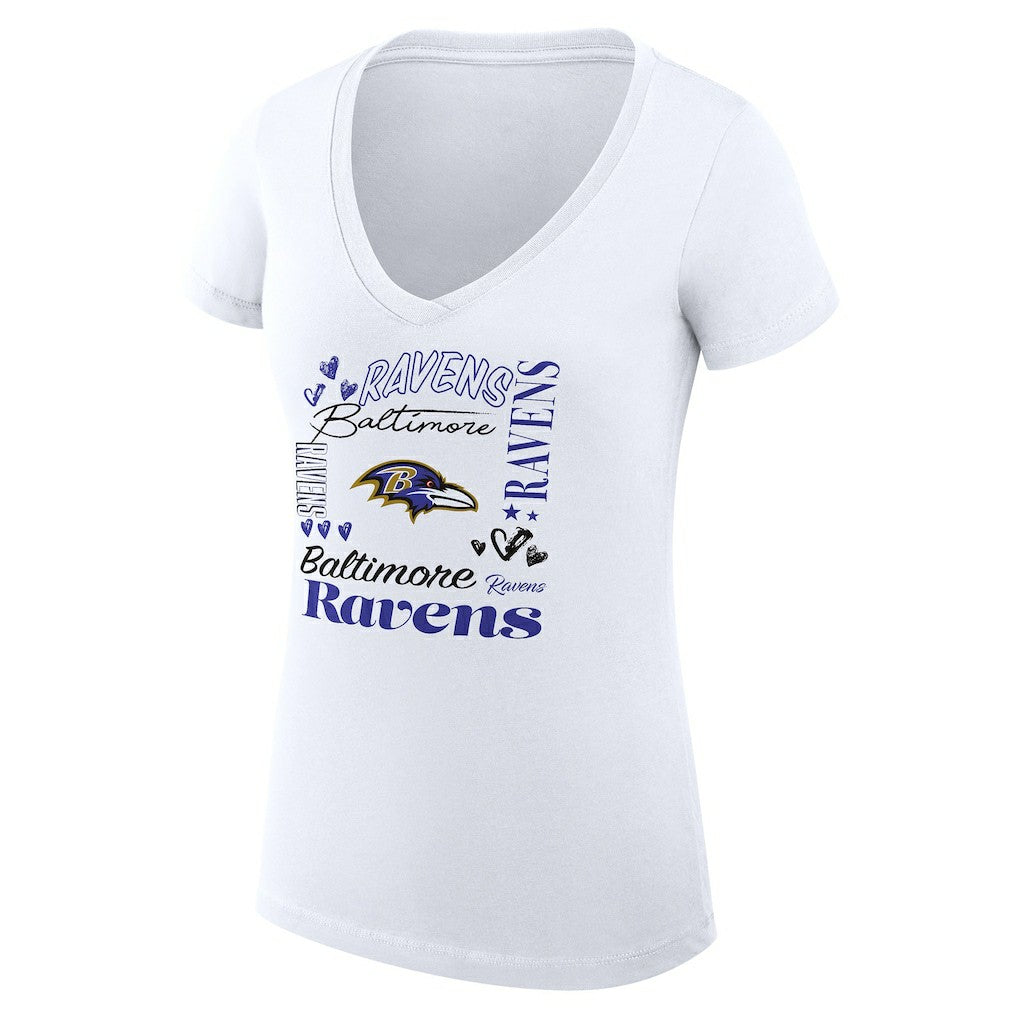 Baltimore Ravens G-III 4Her by Carl Banks Women's Super-Slim Fit Lightweight Collage Team V-Neck T-Shirt | NFL Hot