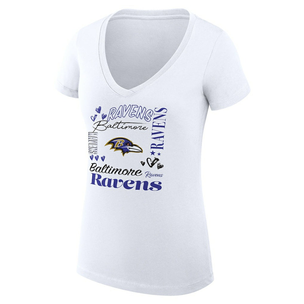 Baltimore Ravens G-III 4Her by Carl Banks Women's Super-Slim Fit Lightweight Collage Team V-Neck T-Shirt | NFL Hot