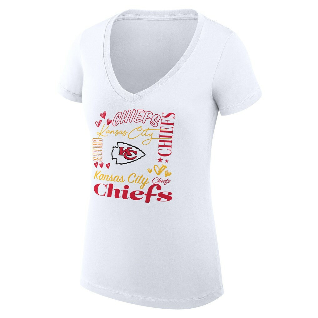 Kansas City Chiefs G-III 4Her by Carl Banks Women's Super-Slim Fit Lightweight Collage Team V-Neck T-Shirt | NFL Near me