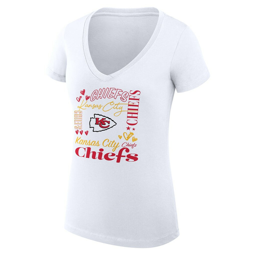 Kansas City Chiefs G-III 4Her by Carl Banks Women's Super-Slim Fit Lightweight Collage Team V-Neck T-Shirt | NFL Near me