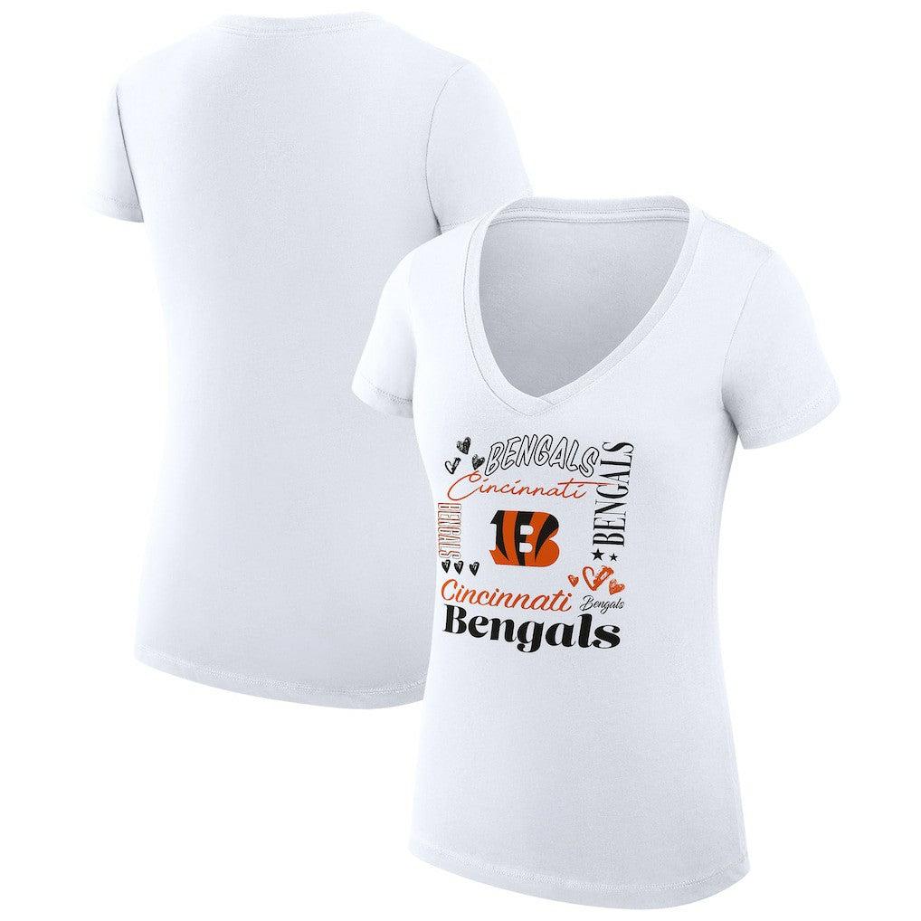 Cincinnati Bengals G-III 4Her by Carl Banks Women's Super-Slim Fit Lightweight Collage Team V-Neck T-Shirt | NFL On sale