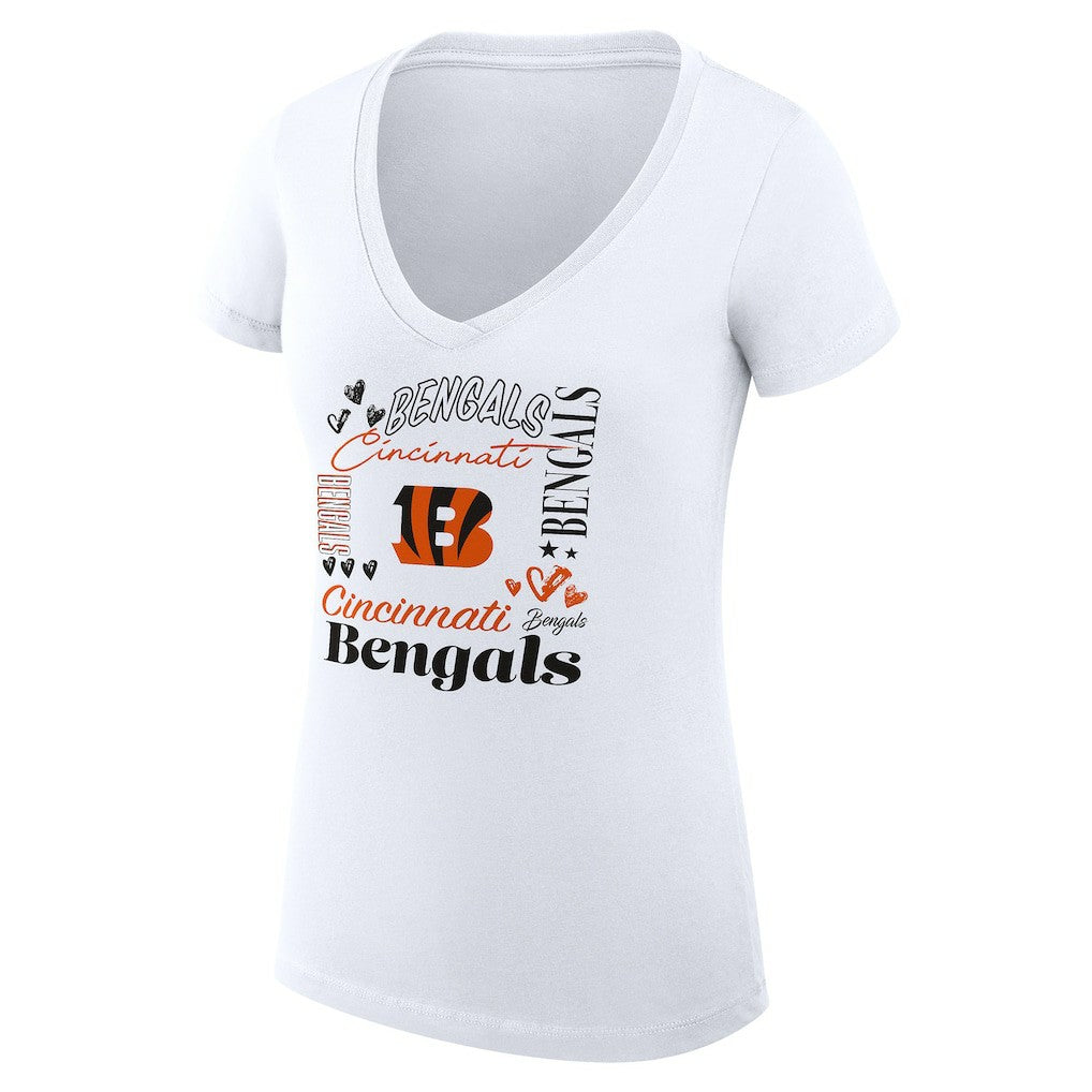 Cincinnati Bengals G-III 4Her by Carl Banks Women's Super-Slim Fit Lightweight Collage Team V-Neck T-Shirt | NFL On sale