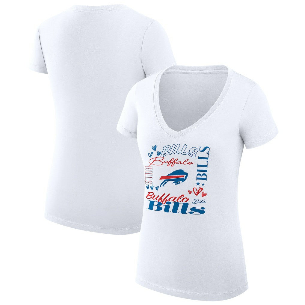 Buffalo Bills G-III 4Her by Carl Banks Women's Super-Slim Fit Lightweight Collage Team V-Neck T-Shirt | NFL On sale