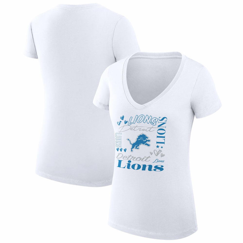 Detroit Lions G-III 4Her by Carl Banks Women's Super-Slim Fit Lightweight Collage Team V-Neck T-Shirt | NFL Online