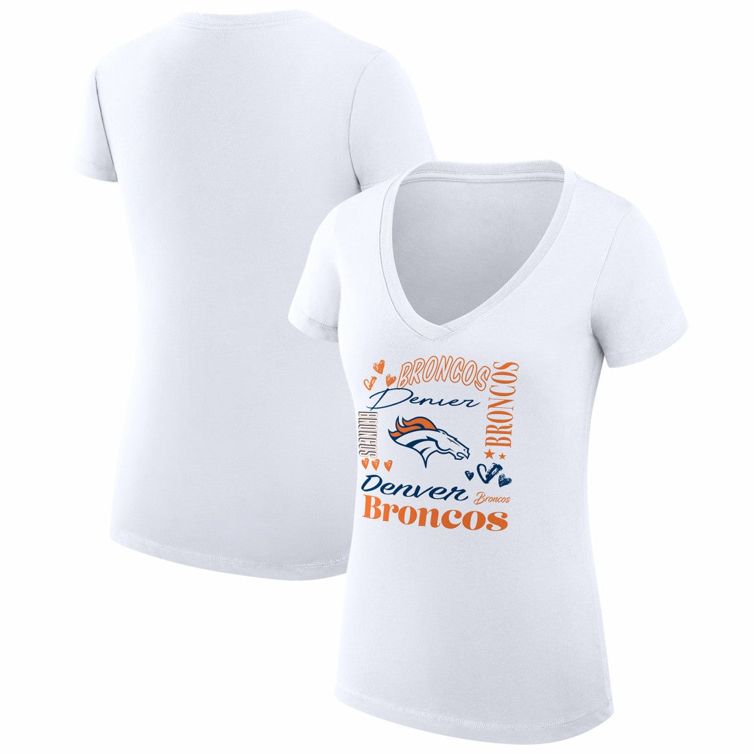 Denver Broncos G-III 4Her by Carl Banks Women's Super-Slim Fit Lightweight Collage Team V-Neck T-Shirt | NFL Discount