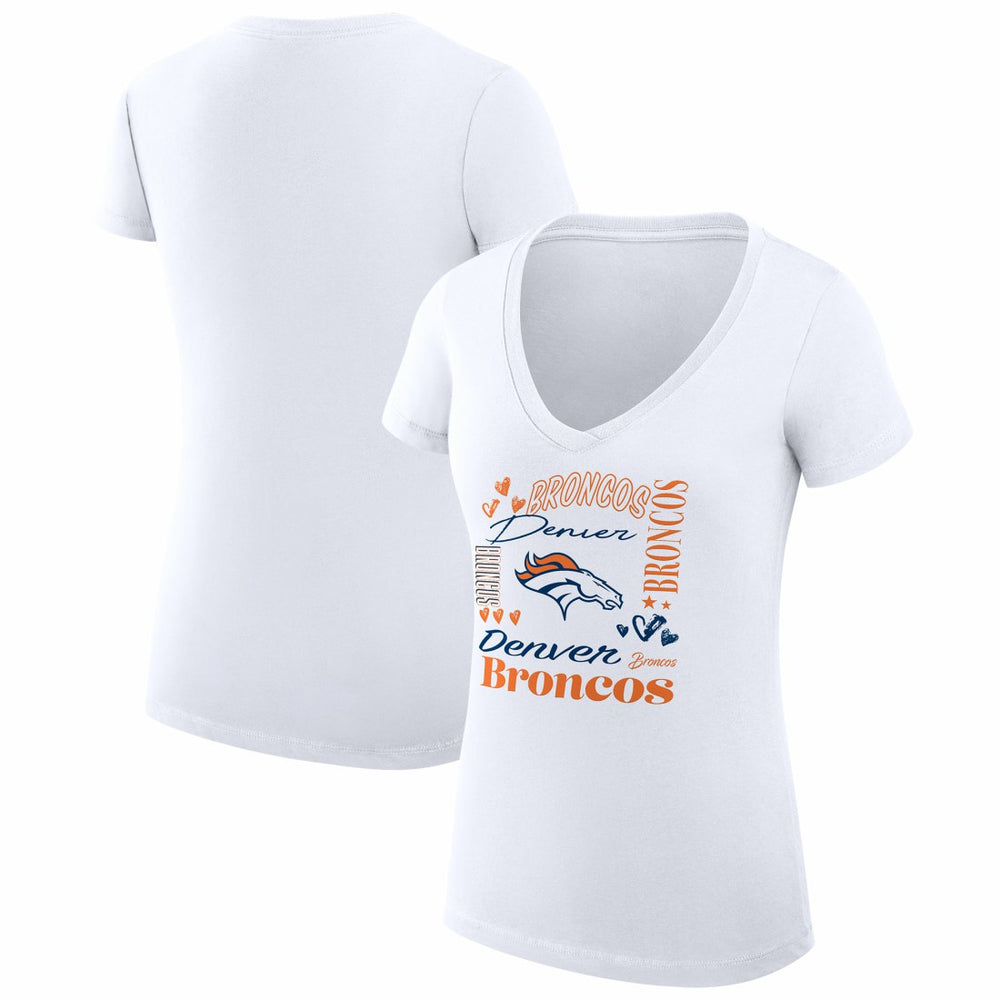 Denver Broncos G-III 4Her by Carl Banks Women's Super-Slim Fit Lightweight Collage Team V-Neck T-Shirt | NFL Discount