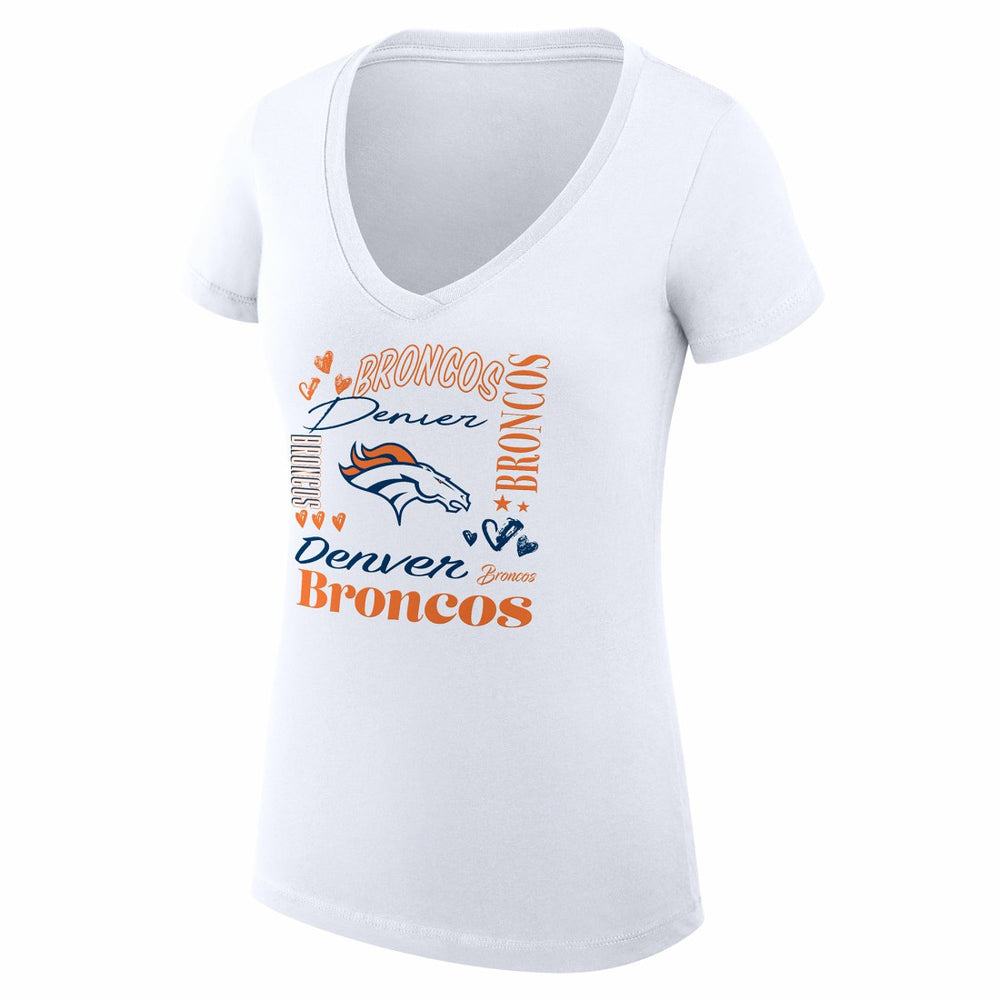 Denver Broncos G-III 4Her by Carl Banks Women's Super-Slim Fit Lightweight Collage Team V-Neck T-Shirt | NFL Discount