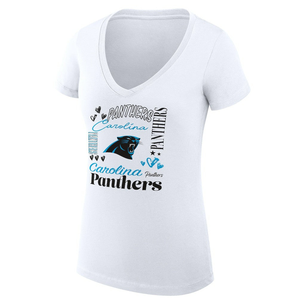 Carolina Panthers G-III 4Her by Carl Banks Women's Super-Slim Fit Lightweight Collage Team V-Neck T-Shirt | NFL Hot