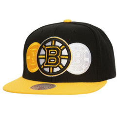 Boston Bruins Mitchell & Ness Soul Triple Up Snapback Hat -  NHL Hats