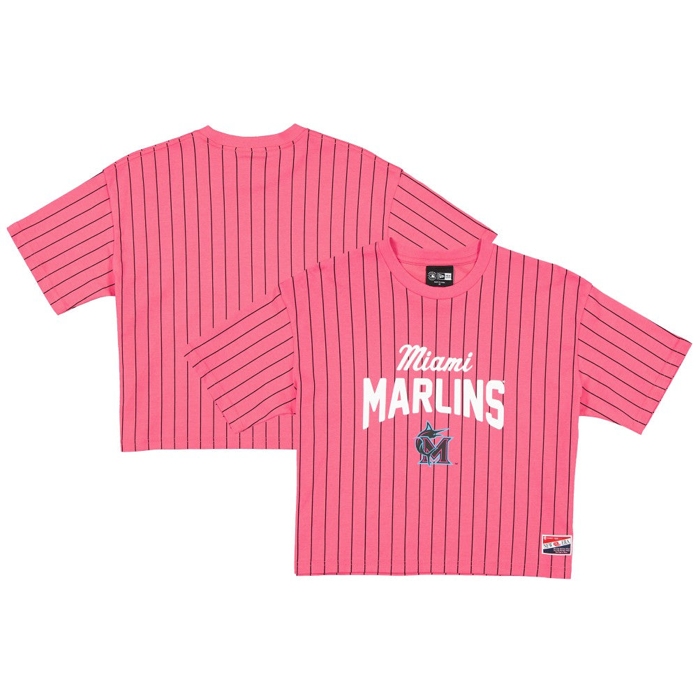 Miami Marlins New Era Women's 2025 City Connect Pinstripe T-Shirt - MLB T-shirts