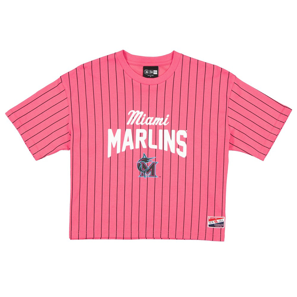 Miami Marlins New Era Women's 2025 City Connect Pinstripe T-Shirt - MLB T-shirts