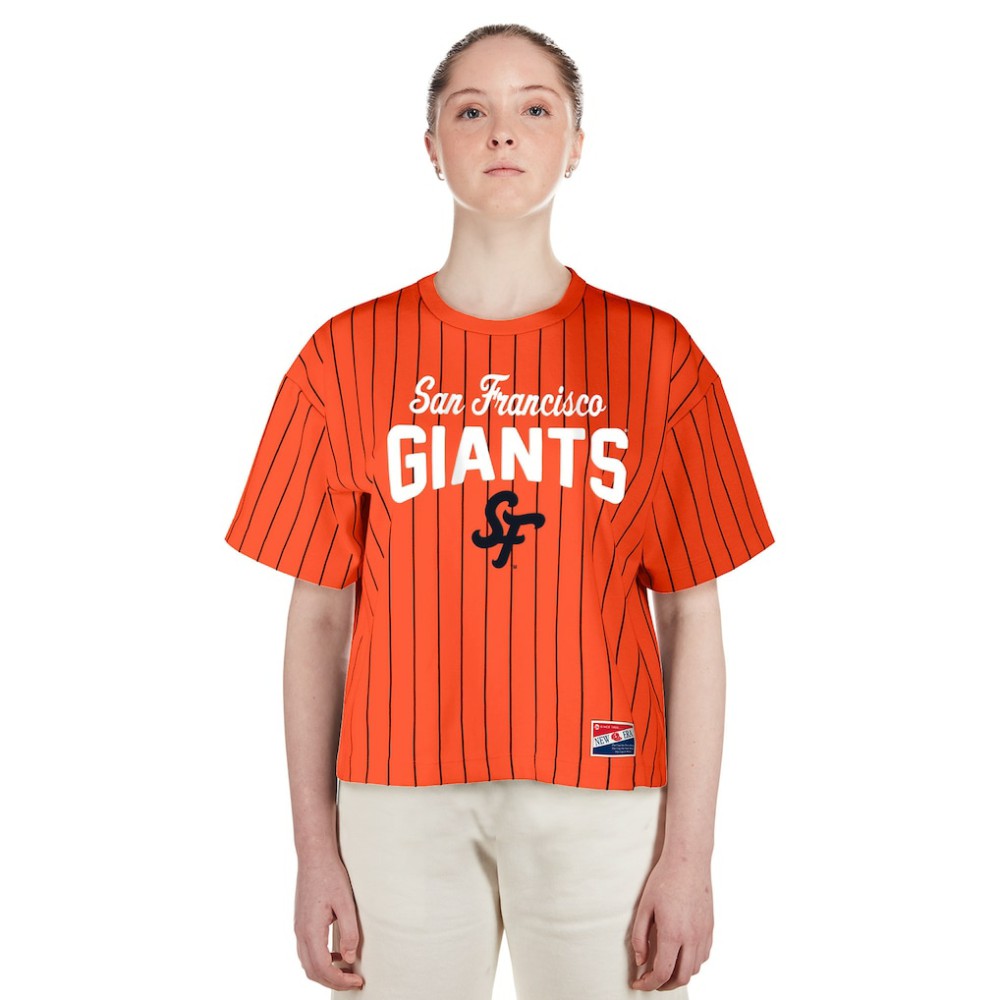 San Francisco Giants New Era Women's 2025 City Connect Boxy Pinstripe T-Shirt - MLB T-shirts