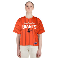 San Francisco Giants New Era Women's 2025 City Connect Boxy Pinstripe T-Shirt - MLB T-shirts