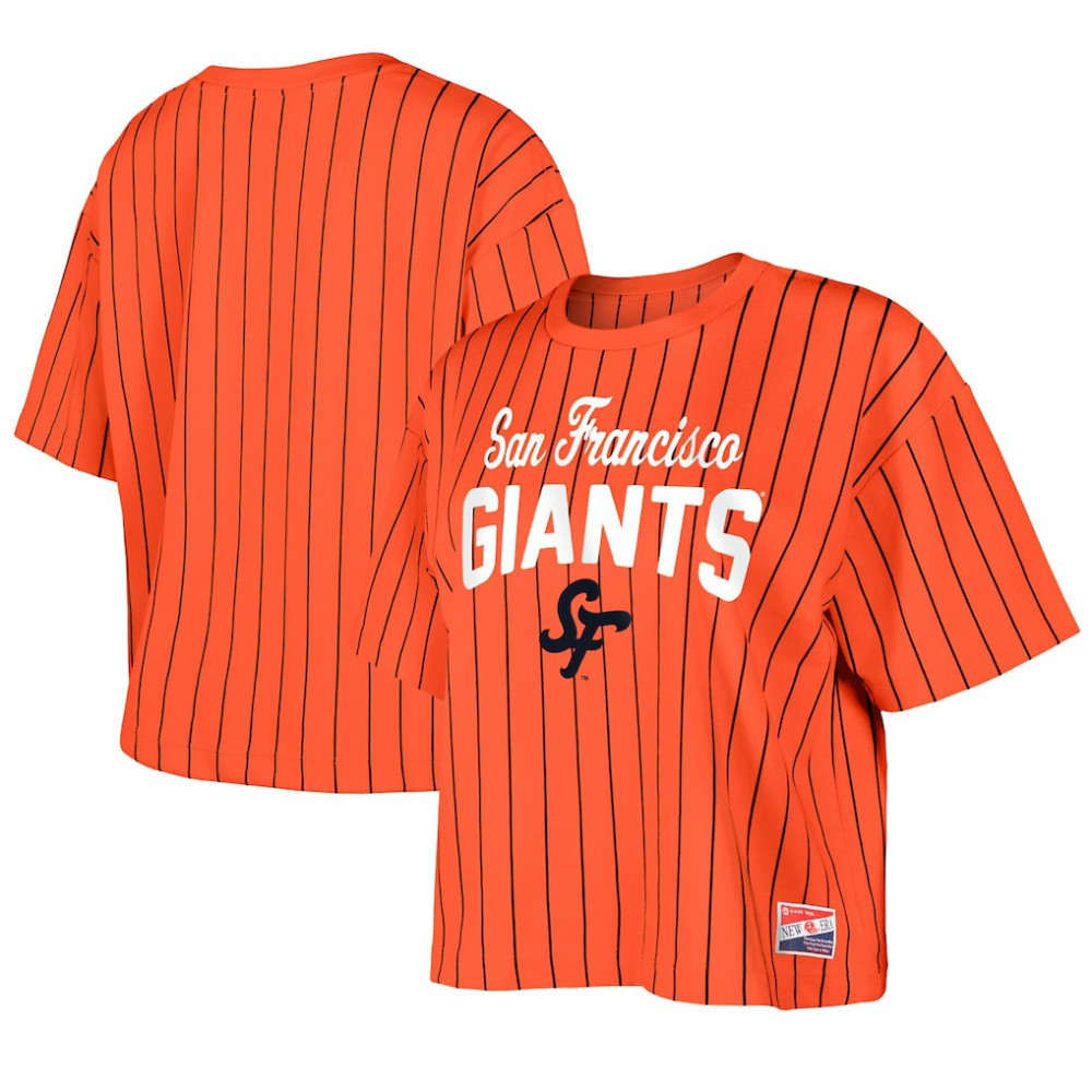 San Francisco Giants New Era Women's 2025 City Connect Boxy Pinstripe T-Shirt - MLB T-shirts