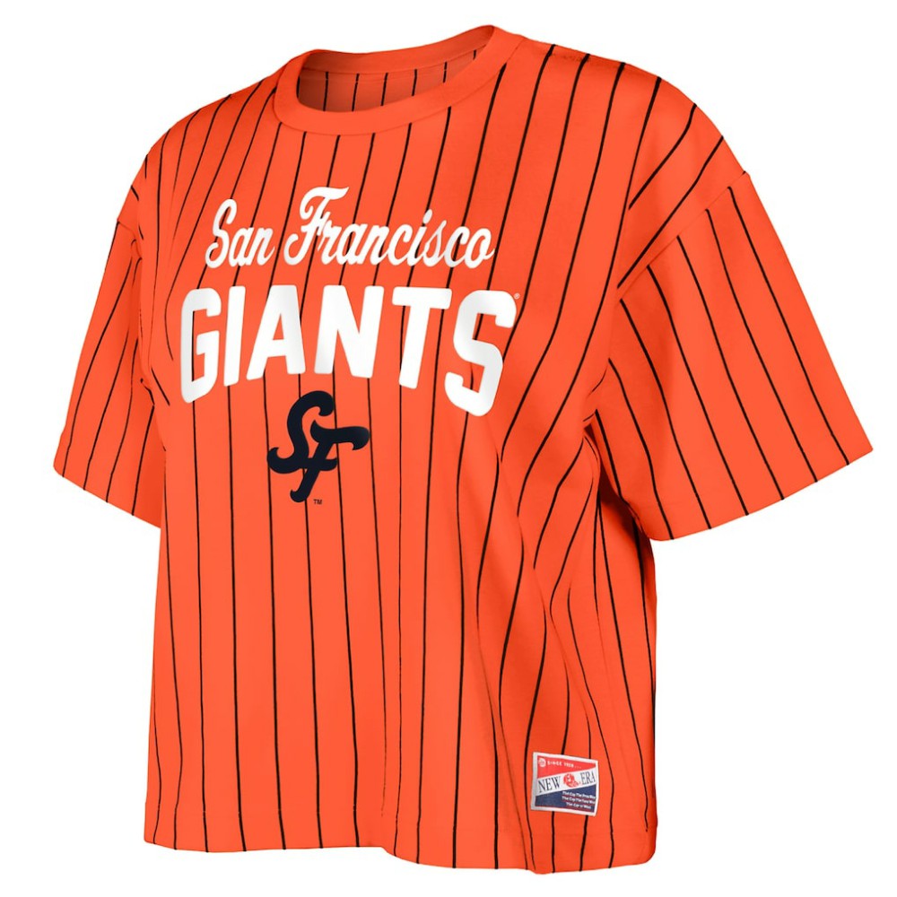 San Francisco Giants New Era Women's 2025 City Connect Boxy Pinstripe T-Shirt - MLB T-shirts