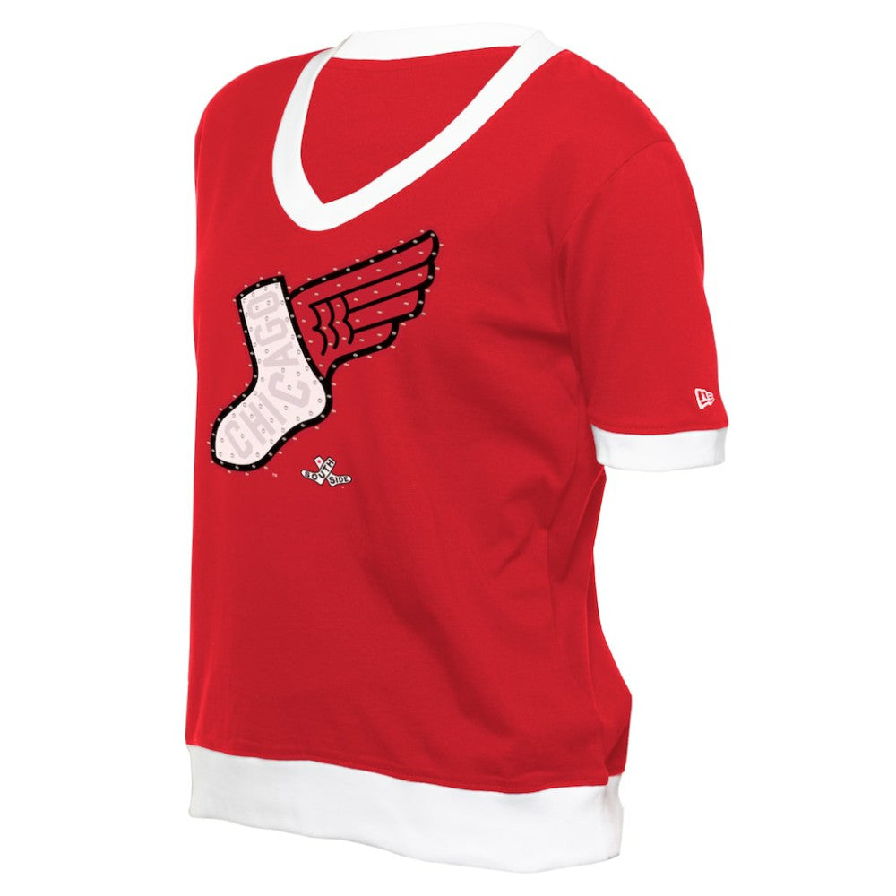 Chicago White Sox New Era Women's 2025 City Connect Rhinestone V-Neck T-Shirt - MLB T-shirts