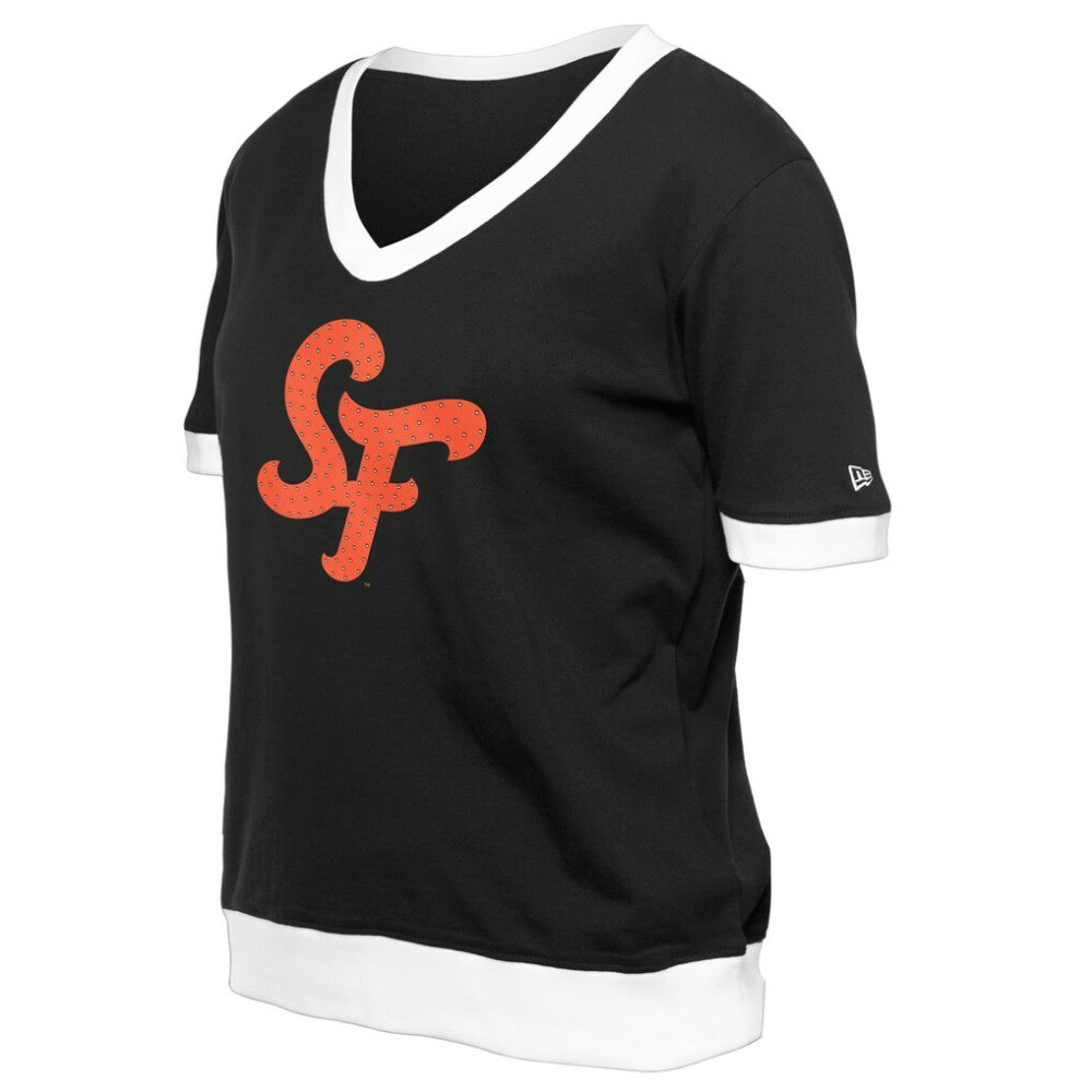 San Francisco Giants New Era Women's 2025 City Connect Rhinestone V-Neck T-Shirt - MLB T-shirts