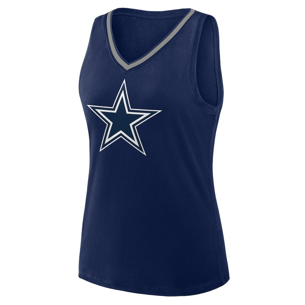 Dallas Cowboys Logo Athletic Women's Plus Size Stellar Win V-Neck Tank Top | NFL New