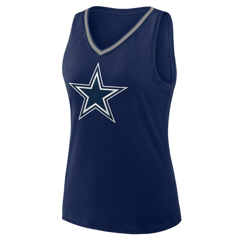 Dallas Cowboys Logo Athletic Women's Plus Size Stellar Win V-Neck Tank Top | NFL New