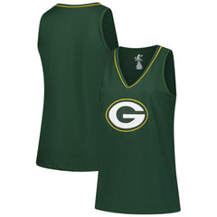 Green Bay Packers Logo Athletic Women's Plus Size Stellar Win V-Neck Tank Top | NFL New