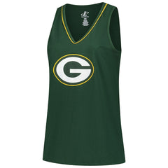 Green Bay Packers Logo Athletic Women's Plus Size Stellar Win V-Neck Tank Top | NFL New