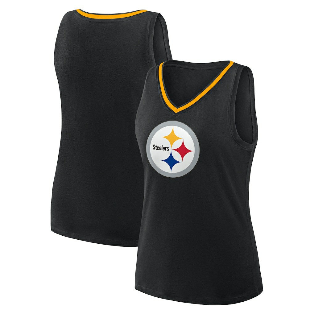 Pittsburgh Steelers Logo Athletic Women's Plus Size Stellar Win V-Neck Tank Top | NFL US