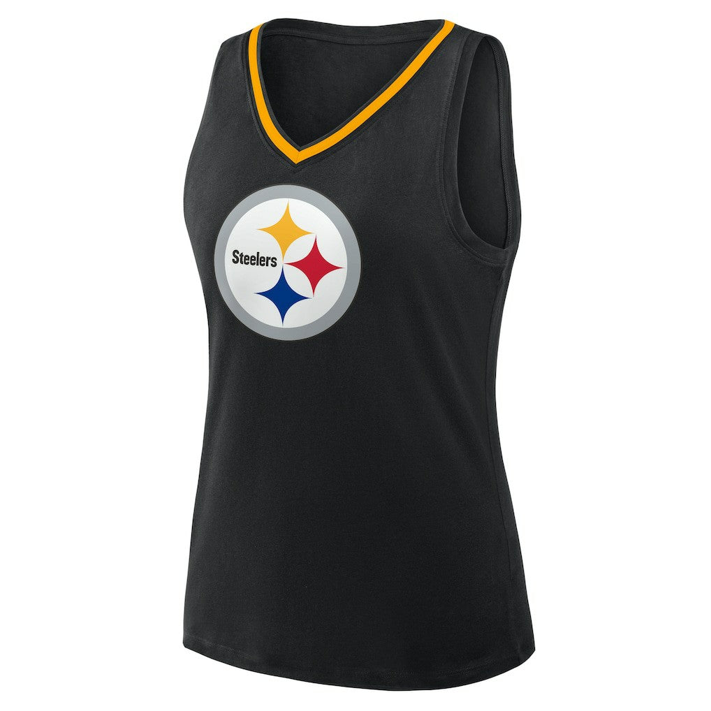 Pittsburgh Steelers Logo Athletic Women's Plus Size Stellar Win V-Neck Tank Top | NFL US