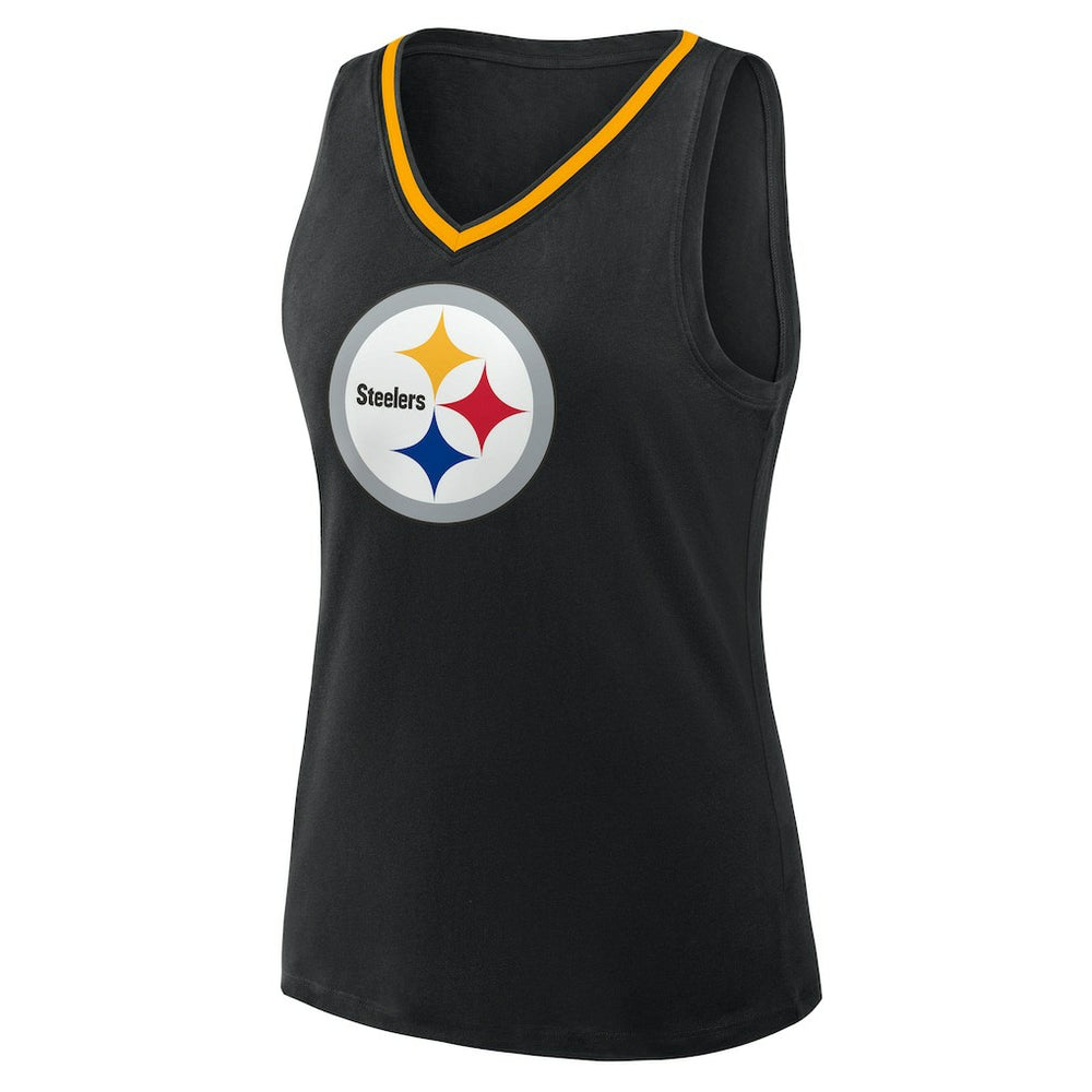 Pittsburgh Steelers Logo Athletic Women's Plus Size Stellar Win V-Neck Tank Top | NFL US