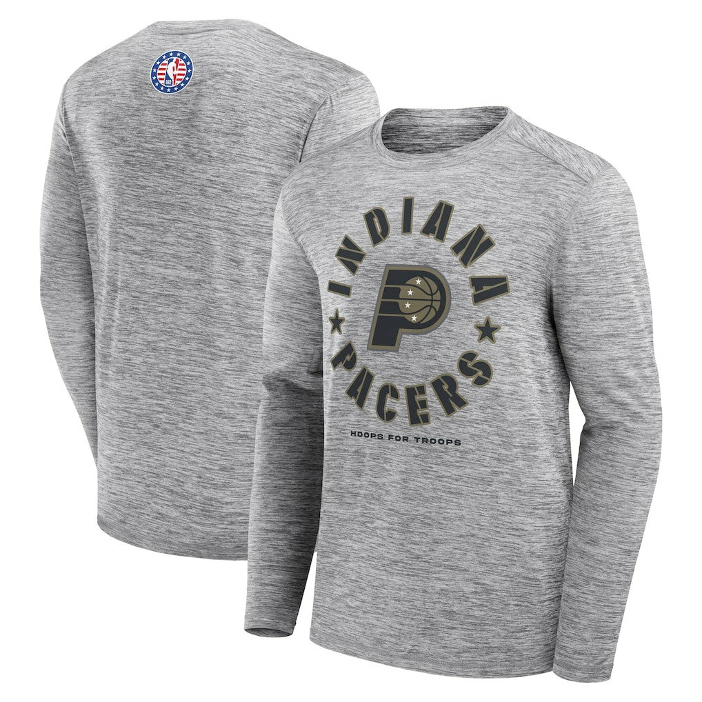 Heather Gray Indiana Pacers NBA Hoops for Troops Long Sleeve T-Shirt | NBA