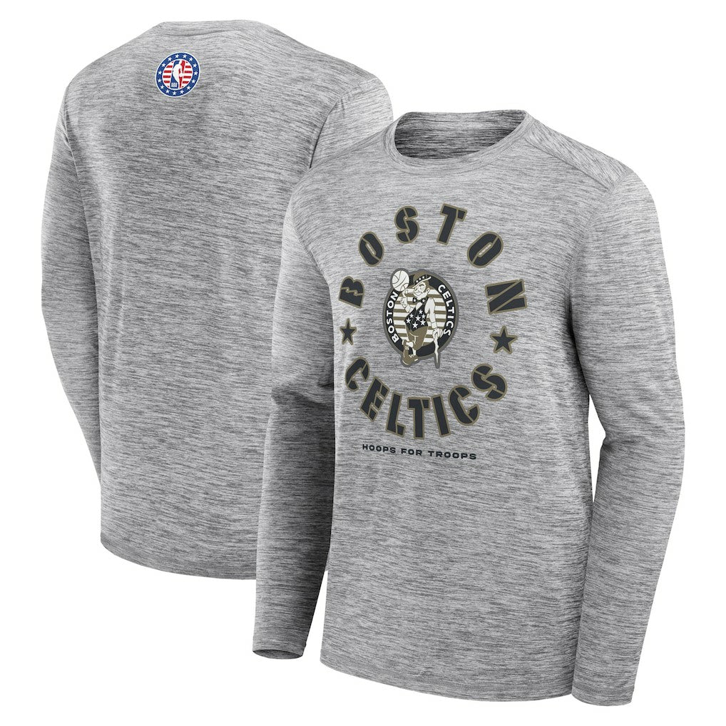 Heather Gray Boston Celtics NBA Hoops for Troops Long Sleeve T-Shirt | NBA