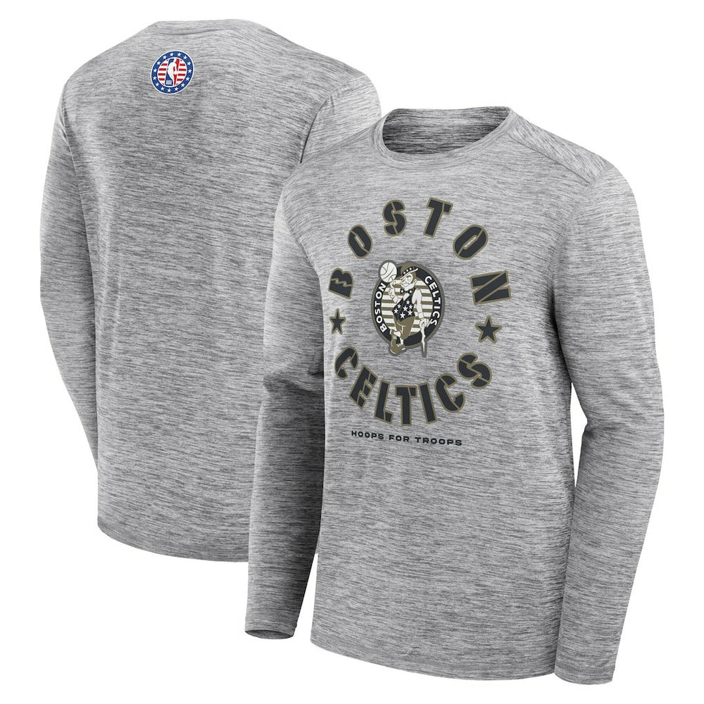 Heather Gray Boston Celtics NBA Hoops for Troops Long Sleeve T-Shirt | NBA