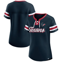 Houston Texans Women's Iconic Bling Athena Lace-Up V-Neck T-Shirt | NFL Hot