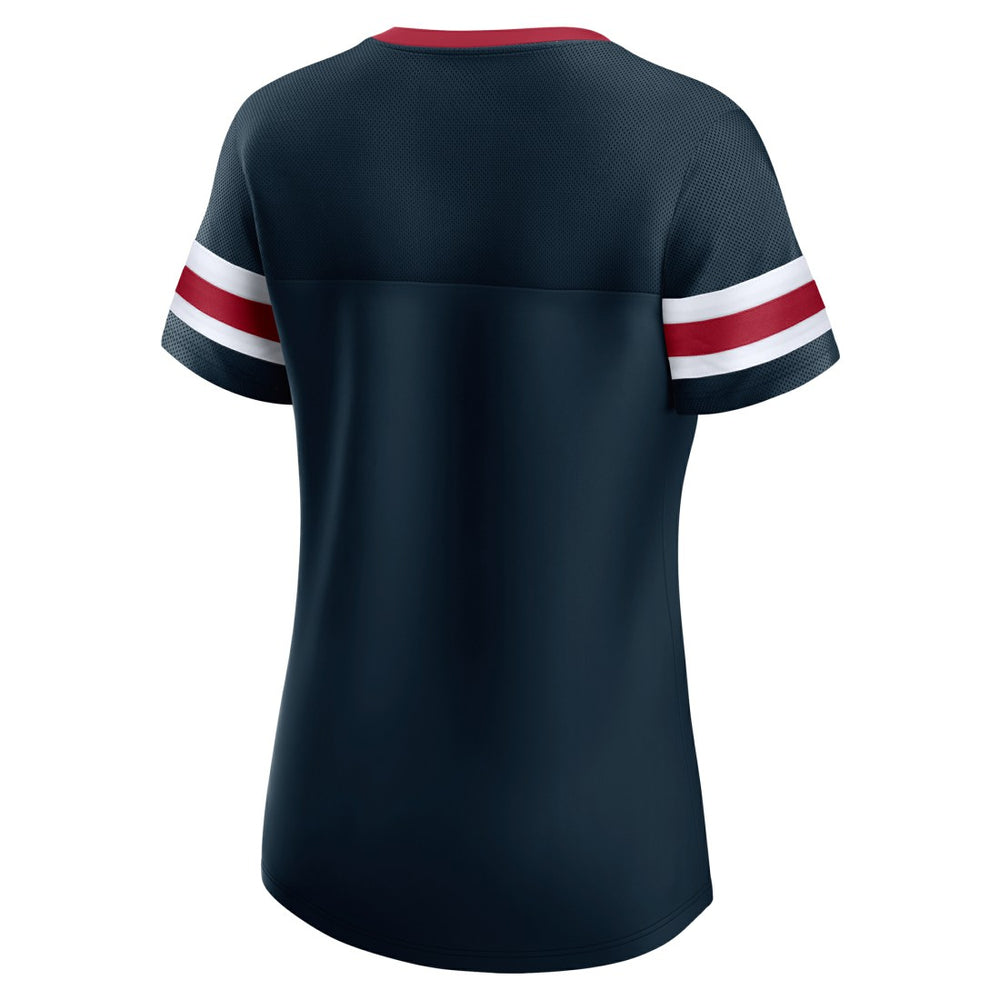 Houston Texans Women's Iconic Bling Athena Lace-Up V-Neck T-Shirt | NFL Hot