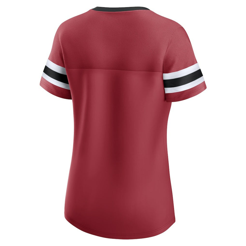 Arizona Cardinals Women's Iconic Bling Athena Lace-Up V-Neck T-Shirt | NFL Near me