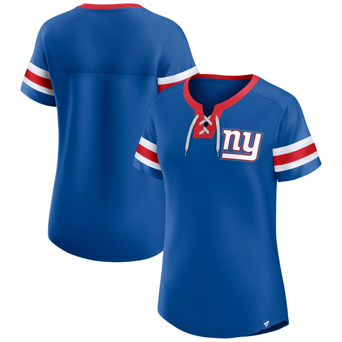 New York Giants Women's Bling Athena Jersey Style Lace-up T-Shirt | NFL New