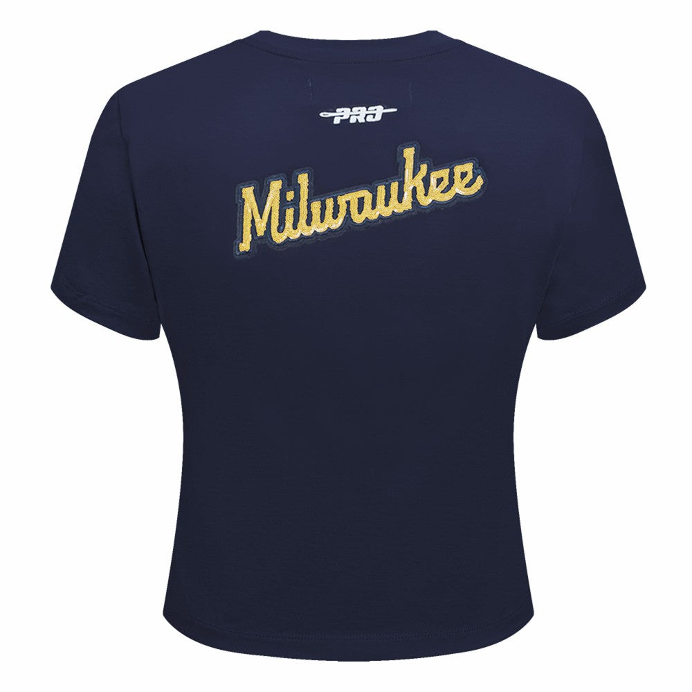Milwaukee Brewers Pro Standard Women's Game Day Classics Baby Doll Cropped T-Shirt - MLB T-shirts