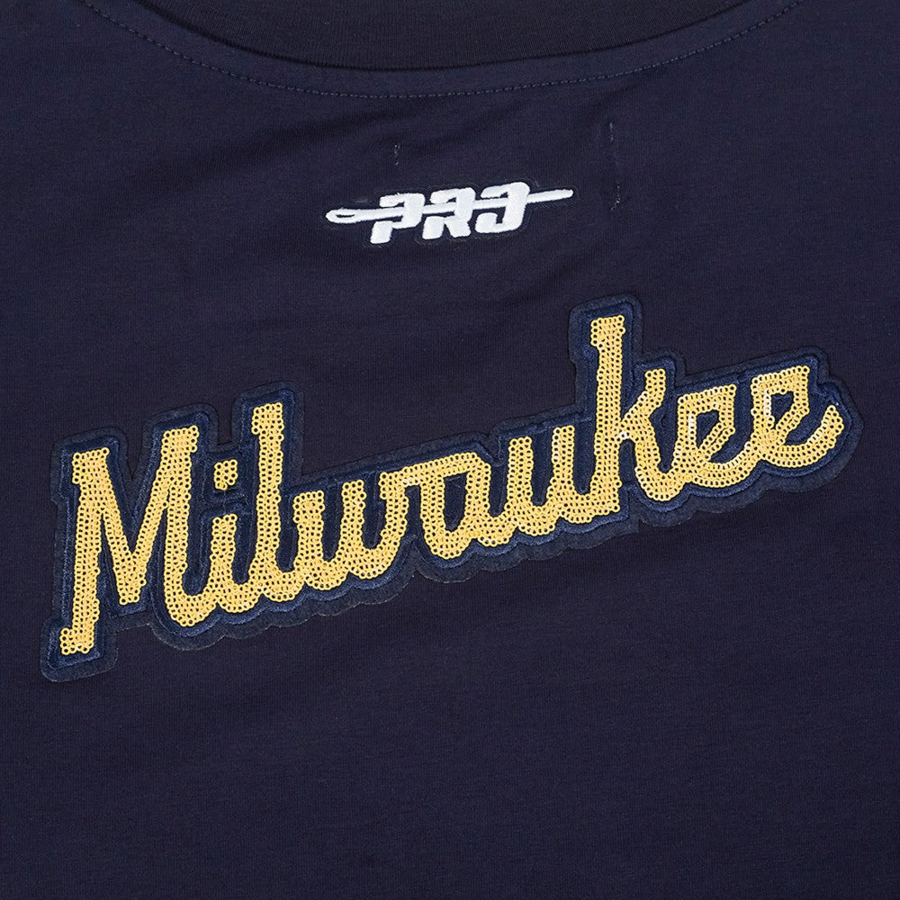 Milwaukee Brewers Pro Standard Women's Game Day Classics Baby Doll Cropped T-Shirt - MLB T-shirts