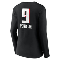 Atlanta Falcons Michael Penix Jr.  Women's Name & Number Team Wordmark Long Sleeve V-Neck T-Shirt | NFL Sale