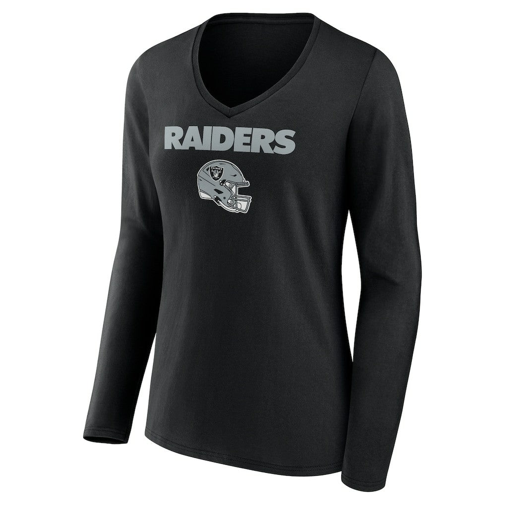 Las Vegas Raiders Brock Bowers  Women's Name & Number Team Wordmark Long Sleeve V-Neck T-Shirt | NFL Sale
