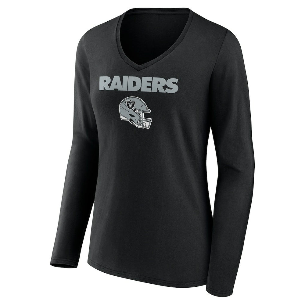 Las Vegas Raiders Brock Bowers  Women's Name & Number Team Wordmark Long Sleeve V-Neck T-Shirt | NFL Sale