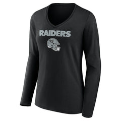 Las Vegas Raiders Brock Bowers  Women's Name & Number Team Wordmark Long Sleeve V-Neck T-Shirt | NFL Sale
