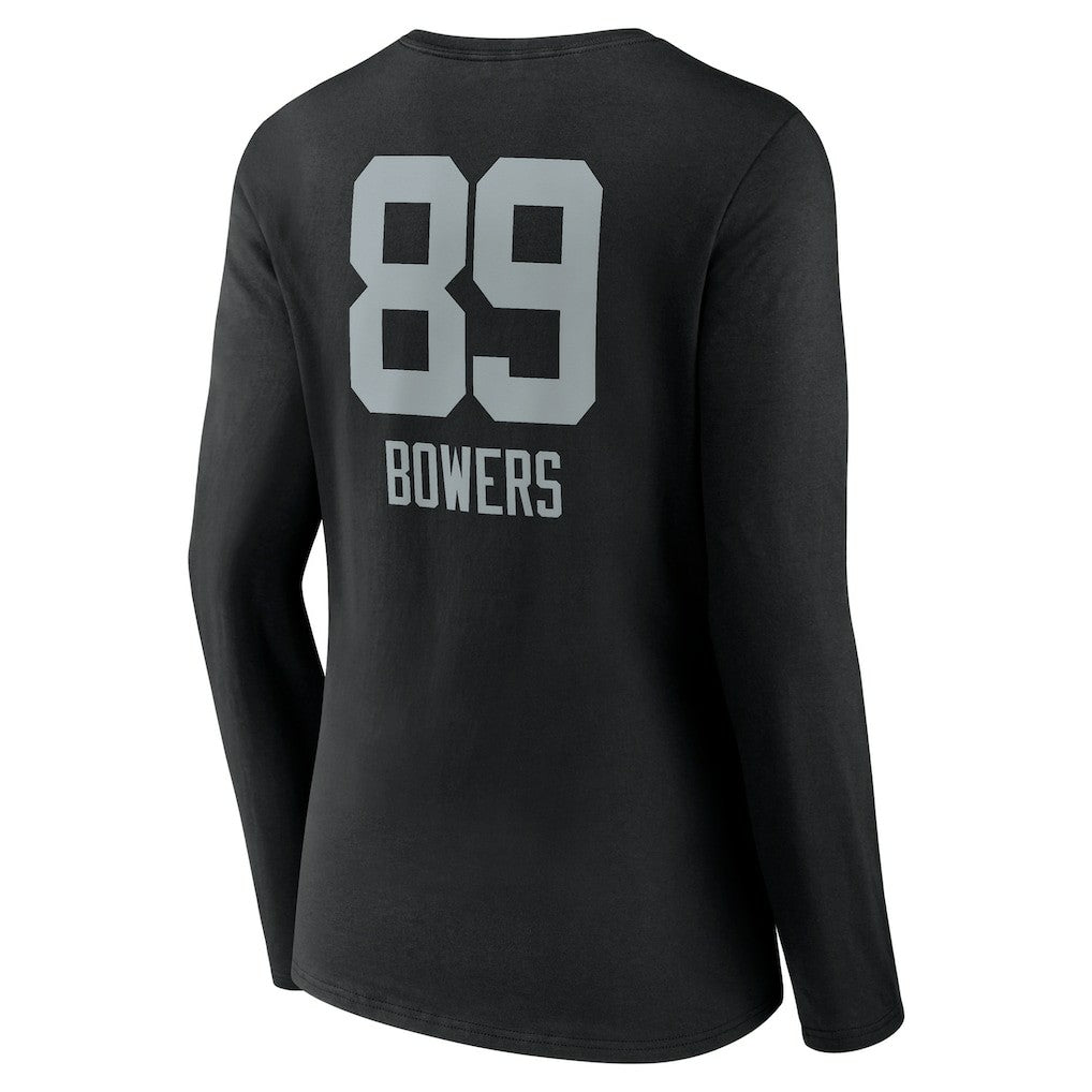 Las Vegas Raiders Brock Bowers  Women's Name & Number Team Wordmark Long Sleeve V-Neck T-Shirt | NFL Sale