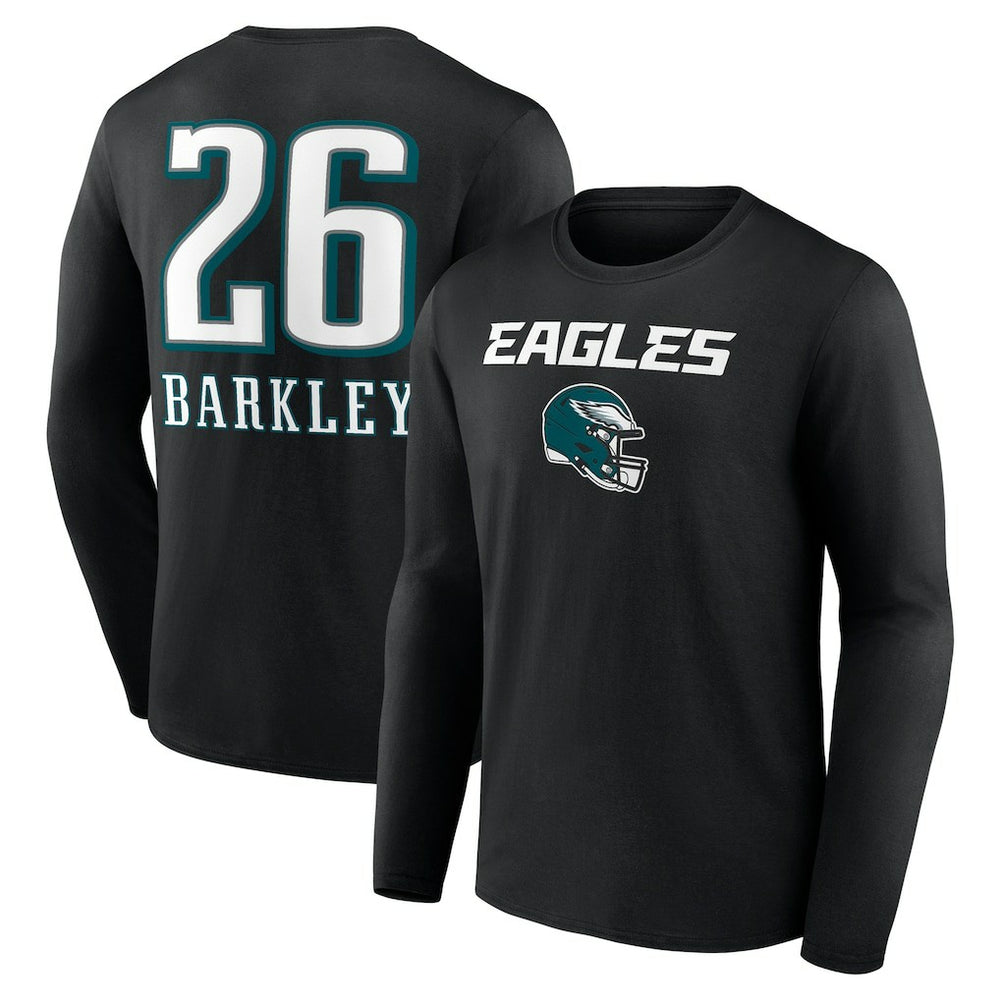 Philadelphia Eagles Saquon Barkley  Name & Number Team Wordmark Long Sleeve T-Shirt | NFL Outlet